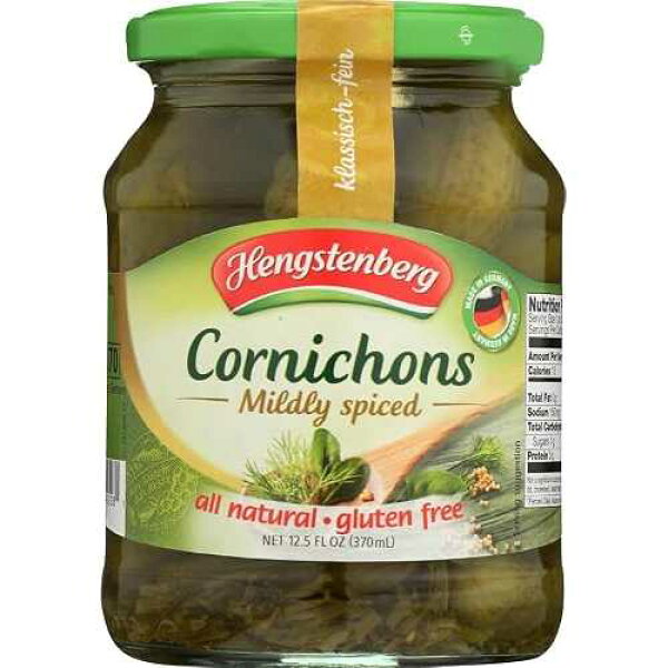 Hengstenberg Cornichons 各 12.5 オンス (1 注文あたり 1 アイテム) Hengstenberg Cornichons 12.5 oz each (1 Item Per Order)