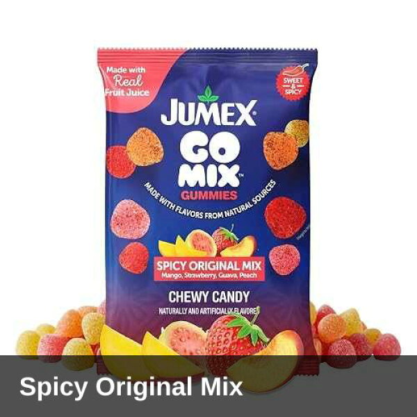 Jumex GoMix Spicy Gummy Candy Variety Pack - Spicy Candy Made with Real Fruit Juice - Best Gummies for Adults & Kids - Assorted Fruit Flavors (Strawberry, Mango, Peach, Guava)