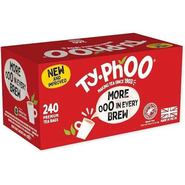 タイフー (240 ティーバッグ) TY.PHOO Typhoo Tea Bags, 240 Premium Black Tea Bags, Full Flavored English Tea, Ethically Sourced Tea Leaves, Packed in the UK, Refreshing Everyday Blend.