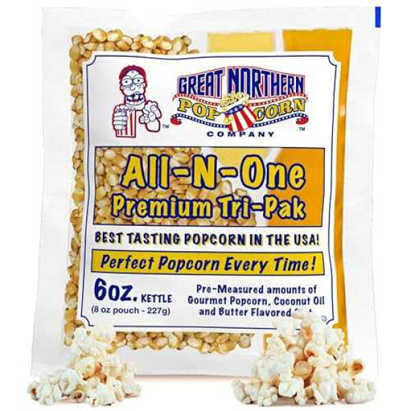 グレートノーザン 6オンス ポップコーンパケット(24個入り) 6oz Popcorn Machine Popcorn Packets - All-in-One Movie Theater Style Popcorn Kernels, Salt, and Oil Packs by Great Northern Popcorn, 6 Ounce (Pack of 24)