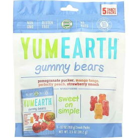 YumEarth Gummy Bears, Assorted Flavors, 5 Snack Packs