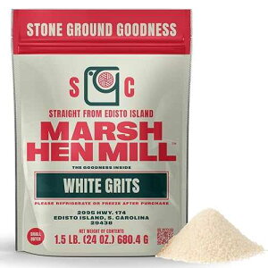 Marsh Hen Mill White Grits / Stone Ground White Corn / Gluten-Free, No Additives / Instant for Quick Meals / Family Farm Grown on Wadmalaw Island / Old-Fashioned Grits / 24 oz (Pack of 1)