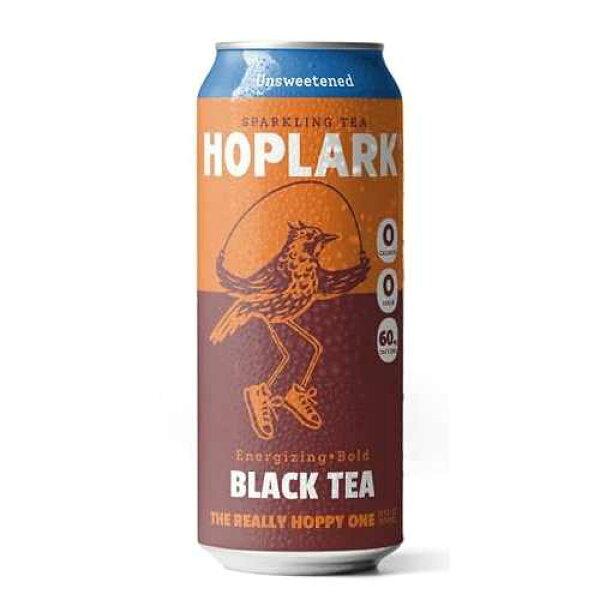 HOPLARK Sparkling HopTea - REALLY HOPPY ONE - Tall 16fl oz cans (pack of 12) - Sparkling Black Tea with Simcoe and Citra Hops - Unsweetened - Zero Calorie - Caffeinated