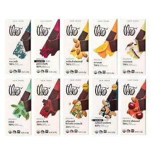 �e�I �I�[�K�j�b�N �`���R���[�g �o���G�[�V�����T���v���[�p�b�N Theo Chocolate Organic Dark Chocolate Vegan Variety 10 Pack / Fair Trade, Chocolate Gift