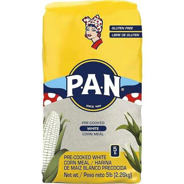 P.A.N. White Corn Meal - Pre-cooked Gluten Free and Kosher Flour for Arepas (5 lb/Pack of 1)
