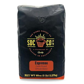 San Diego Coffee Espresso, Dark Roast, Whole Bean, 5 lb