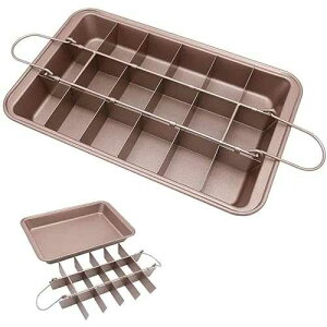 Ailelan Brownie Pan with Dividers, Non-Stick Backing Pan, 18 Pre-slice All Edges, Muffin and Cupcake for Baking, Brownie Bites - 12 X 8 X 2 Inches