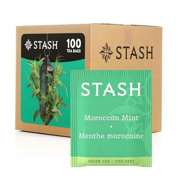 STASH Moroccan Mint Green Tea, 100 Bags Bulk Pack, Caffeinated