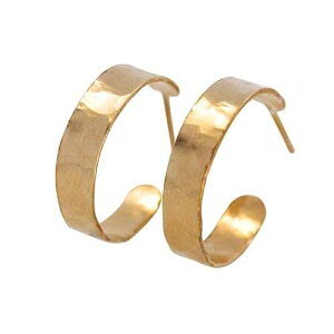 �I�[�v���t�[�v�C�������O14K �S�[���h�t�B���h�|�X�g�n���}�[�h���C�h 5mm �n���h���C�h���b�v�t�[�v�����p AVNIS Open Hoop Earrings14k Gold Filled post Hammered Wide 5mm Handmade Wrap Hoops for Women