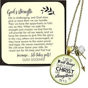 Gutsy Goodness I Can Do All Things Through Christ Boho Bronze Necklace, 36 Chain