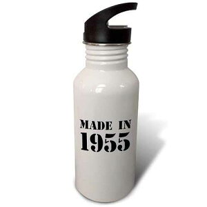 3dRose Made in 1955 - funny birthday birth year text - fun black bday stamp with year you were born - humor 21 oz Sports Water Bottle