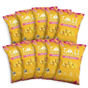 �^�[�� �e�B�b�J�}�T�� �E�H�[�^�[�����[�|�b�v�X (�}�J�i) 10�ܓ��� Taali Tikka Masala Water Lily Pops, Makhana Snack, 10-Pack
