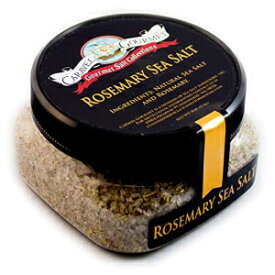ローズマリー海塩 - 乾燥したばかりのローズマリーとブレンドした全天然海塩 - グルテン不使用、MSG不使用、非GMO - 調理用および仕上げ用塩 - 4オンス 積み重ね可能な瓶 Rosemary Sea Salt - All-Natural Sea Salt Blended with Freshly Dried Rosemar