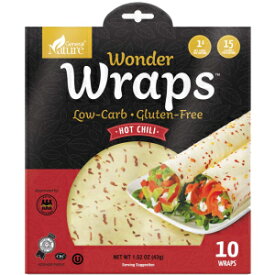 General Nature Wonder Wraps -Hot Chili- Low Carb Keto Tortillas | Non-GMO Kosher Low Calorie Burrito Wraps | Perfect for Weight Loss | Delicious Gluten Free, Soy Free, Nut Free, Vegetarian Food -1 Pack/10 Thin Wr