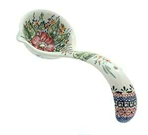 �|�[�����h����t���[�����o�^�t���C�X�[�v���[�h�� Polish Pottery Floral Butterfly Soup Ladle