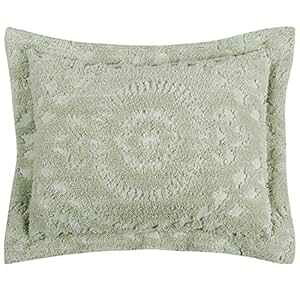 Better Trends Rio Collection is Super Soft and Light Weight in Floral Design 100 Percent Cotton Tufted Unique Luxurious Machine Washable Tumble Dry, Standard Sham, Sage