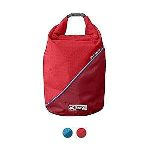Kurgo Dog Food Travel Bag / Pet Food Travel Storage Container / Dog Travel Accessories for Camping / Easy to Clean / BPA Free / Foldable / Holds 5 Pounds / Kibble Carrier / Coastal Blue & Chili Red
