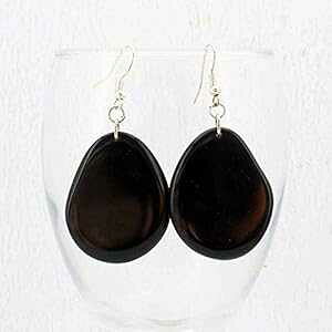 �G�R�^�O�A�i�b�c���u���b�N�`�����L�[�C�������O�A�����p�t�F�A�g���[�h�t�@�b�V�����W���G���[�A�y�� Artisans in the Andes Black Chunky Earrings made of Eco Tagua Nut, Fair Trade Fashion Jewelry for Women, Lightw