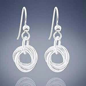 ȃu mbg T[N _O CO TCN 925 X^[O Vo[ Vv fC[ WG[ MtgACfA p Tahmi Dainty Love Knot Circle Dangle Earrings Made From Rec