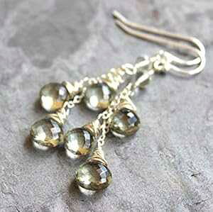 O[ AWXg CO X^[O Vo[ vVICg uIbg _O JXP[h Aerides Designs Green Amethyst Earrings Sterling Silver Prasiolite Briolette Dangle Cascade