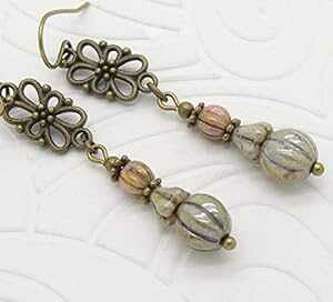 �f�p�Ȍ���̂���r�[�Y���g�p�����{�w�~�A���X�^�C���̃C�������O Cloud Cap Jewelry Boho Style Earrings with Rustic Luster Beads