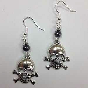XJ & NX{[ COAnEB[ COAw}^Cg ANZg r[YtAX^[O Vo[ C[C[ Ann Peden Jewelry Skull & Crossbones Earrings, Halloween Earrings,