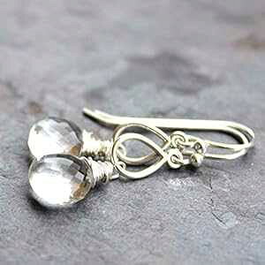 NA NX^ NH[c CO X^[O Vo[ v` eBAhbv uu C[bv uIbg Aerides Designs Clear Crystal Quartz Earrings Sterling Silver Petite Teardrop Dangles 