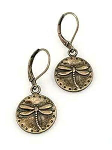 �A���e�B�[�N�S�[���h���b�L�g���{�s�A�X Ear-Resistables Antiqued Gold Plated Dragonfly Earrings