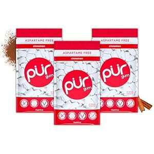 PUR Gum Aspartame Free Chewing Gum 100% Xylitol Natural Cinnamon Flavored Gum, 55 Pieces (Pack of 3)