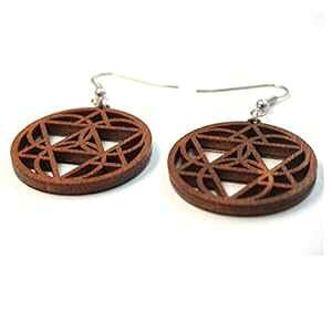 ؐCO HA0gA[U[JbgT[NhbvCOAhtbNt GoaLaserFactory Wooden Earrings Solar Eclipse, 0g, Laser Cut Circle Drop Earrings with Hypoallergenic Hooks