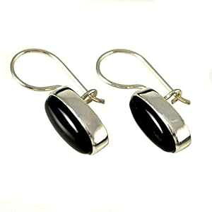 p 925 X^[OVo[ i` I[o ubN IjLX hbv _O CO - GKgȃMtg{bNX Echmeck Women's 925 Sterling Silver Natural Oval Black Onyx Drop Dangle 