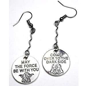 May The Force Be with You�ACome Over To The Dark Side ��Ώ̃_���O�� �C�������O�ASF �I�^�N �M�t�g Dreamscape Studio May The Force Be With You, Come Over To The Dark Side Asymmetric Dangle Earrings, Sci Fi Geek Gift