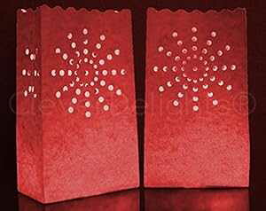 50 pbN - CleverDelights bh ~i[ obO - To[Xg - R~iA - EFfBO NX}X 50 Pk - CleverDelights Red Luminary Bags - Sunburst - Flame Resistant Luminaria - Wedding Christmas