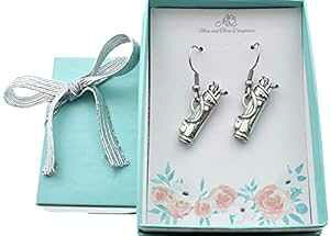 AeB[NVo[s[^[̃StobOCOBSt̃COBStMtgBStqBStWG[B Mom & Three Daughters Golf bag earrings in silver pewter. Golf earrings. Go