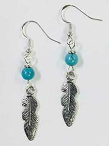 v` ^[RCY tFU[ `[ COAX^[O Vo[ C[C[t Ann Peden Jewelry Petite Turquoise Feather Charm Earrings, on sterling silver earwires