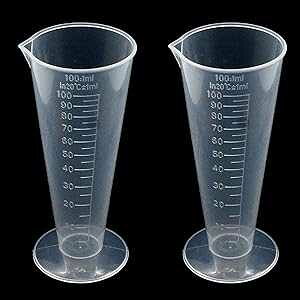 YXQ 100mL vX`bNڐtvʃJbveʃr[J[R[`󃉃Ehx[X{Lb`NAA2  YXQ 100mL Plastic Graduated Measuring Cup Capacity Beaker Cone Shape Round Base Labs Kitchen Clear, 2Pcs