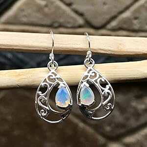 �{���̃G�`�I�s�A �I�p�[�� 925 �\���b�h �X�^�[�����O �V���o�[ �C�������O 25mm Natural Rocks by Kala Genuine Ethiopian Opal 925 Solid Sterling Silver Earrings 25mm