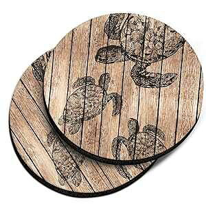 CARIBOU R[X^[ JؐfUC z Ehn tFg lIv ԗpR[X^[ hNp (2.87C`) 2Zbg CARIBOU Coasters , Turtle Wooden Design Absorbent ROUND Fabric Felt Neoprene Car 