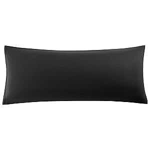 uxcell Soft Microfiber Body Pillow Cover with Zipper Closure, Long Pillow Cases for Body Pillows Weave for 90 GSM Polyester, Black Body (20x48)