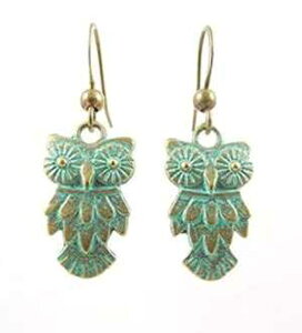 AeB[N uX g[ ΐ tNE hbv CO Jenni Leigh Creations Brass Toned Verdigris Patina Owl Drop Earrings