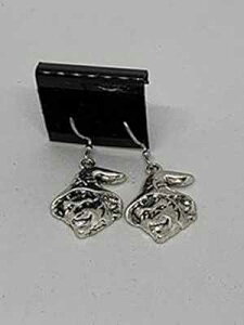 �V���o�[�g�[�� �n���E�B�� �E�B�b�` �w�b�h �`���[�� �_���O�� �C�������O Mama Otter's Tidbits Silvertone Halloween Witch Head Charm Dangle Earrings
