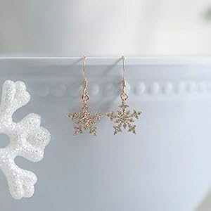 LLNX^Xm[t[N[YS[h^COWG[Mtgo Designed by Stacey Jewelry, LLC Sparkly Crystal Snowflake Rose Gold Metal Earrings Jewelry Gift for Sister