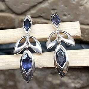 �V�R�A�C�I���C�g 925 �\���b�h �X�^�[�����O �V���o�[ �C�������O 30mm Natural Rocks by Kala Natural Iolite 925 Solid Sterling Silver Earrings 30mm