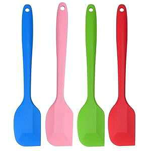 uxcell �V���R���X�p�`���� 4 �Z�b�g �ϔM �����ɂ����L�b�`���^�[�i�[ �m���X�e�B�b�N�X�p�`���� ���� �x�[�L���O��~�L�V���O�p ���b�h �u���[ �s���N �O���[�� uxcell 4 Pcs Silicone Spatula Se