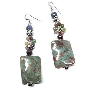 JVK K[lbg g󒷕` X^[O Vo[ Xe[gg CO  sX JX^ Meredithbead Kashgar Garnet Wavy Rectangle Sterling Silver Statement Earrings Agate Lapis Custom