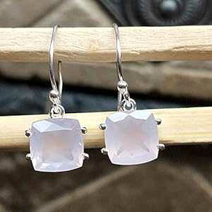 i` 2ct sN [Y NH[c 925 \bh X^[O Vo[ CO 25mm Natural Rocks by Kala Natural 2ct Pink Rose Quartz 925 Solid Sterling Silver Earrings 25mm