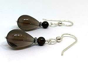 X[L[NH[cƃ^CK[ACWFXg[̃hbvsAXAX^[OVo[̃C[C[t CHEFJEWELRY/ElmParkJewelry/ChefMel Smokey Quartz and Tiger's Eye Gemstone Drop Earrings on Sterling