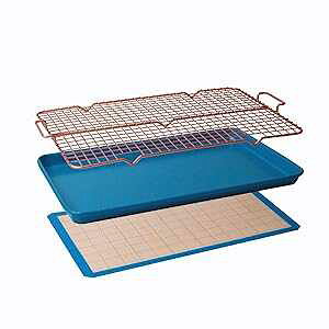 CasaWare ɋƖpd 15 x 10 x 1 C` NbL[V[g/pObh/VR}bgϔMMZbg 3  (u[e) CasaWare 3pc Ultimate Commercial Weight 15 x 10 x 1-inch Cookie Sheet/Cooling Grid/Silicone Mat