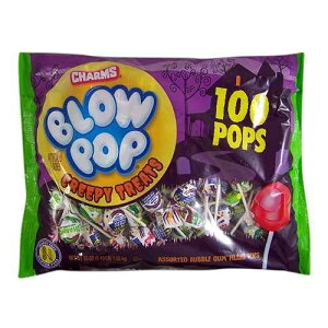 �n���E�B���A�\�[�g�u���[�|�b�v�s�C���Ȃ���o�b�O�A55�I���X Blow Pops Halloween Assorted Blow Pop Creepy Treat Bag, 55 oz