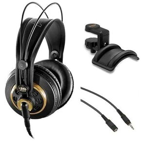 AKG K 240 Studio �v���t�F�b�V���i�� �Z�~�I�[�v�� �X�e���I �w�b�h�t�H���AAuray �w�b�h�t�H�� �z���_�[�� 25 �t�B�[�g�����P�[�u���t�� QUALYPE AKG K 240 Studio Professional Semi-Open Stereo Headphones with Auray 